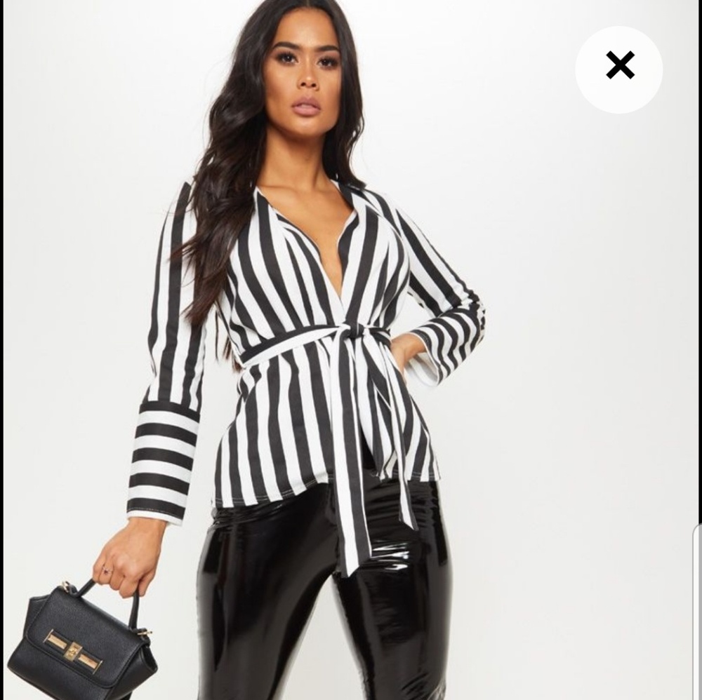 NWT black and white striped blazer